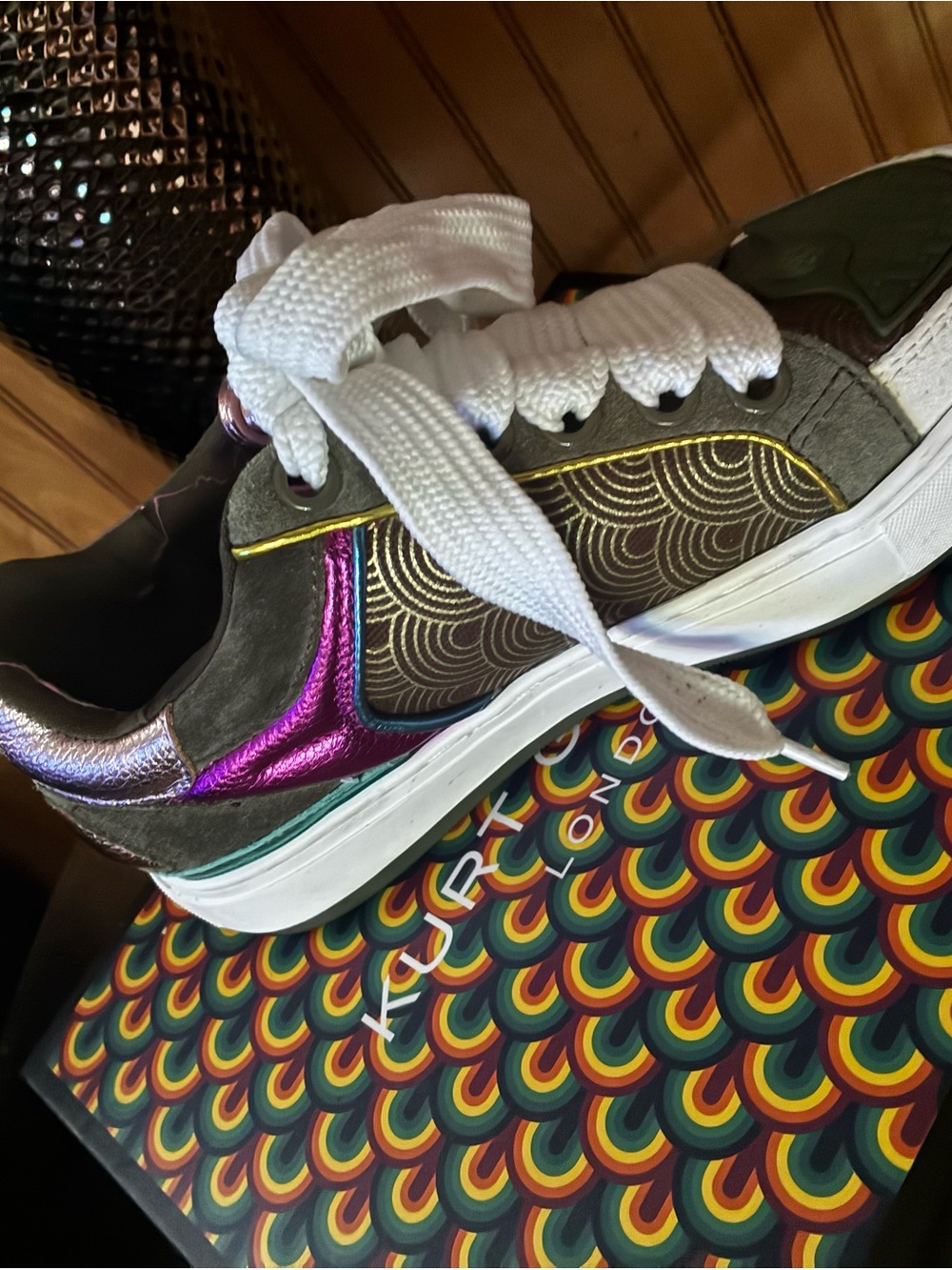 Kurt Geiger Kids Metallic Pink and Brown Accent Sneaker